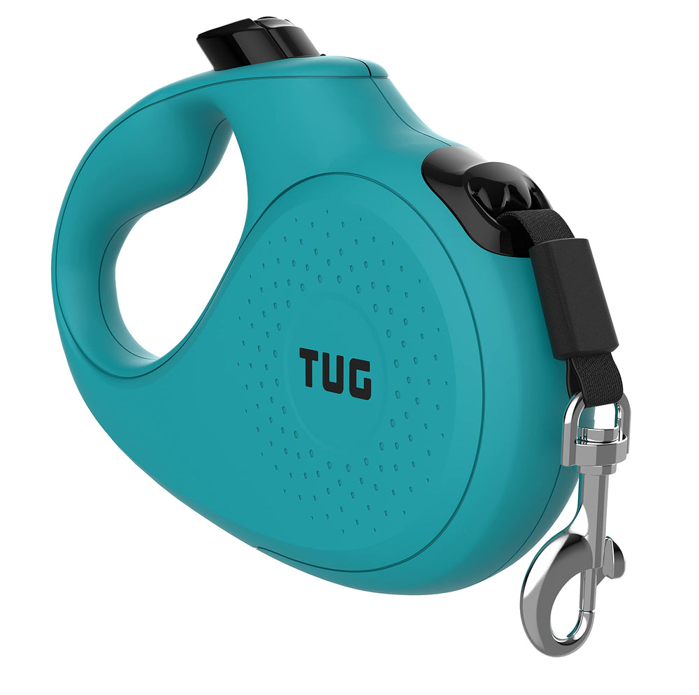 Medium aqua leash from TUG suitable for dogs under 55 lbs daily walks.