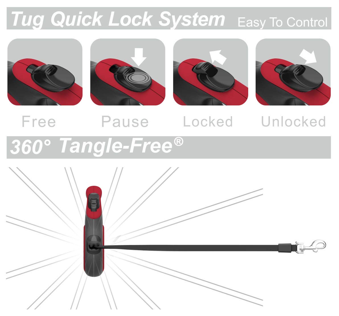 TUG nylon-tape 16ft leash conveys durable construction for daily use.