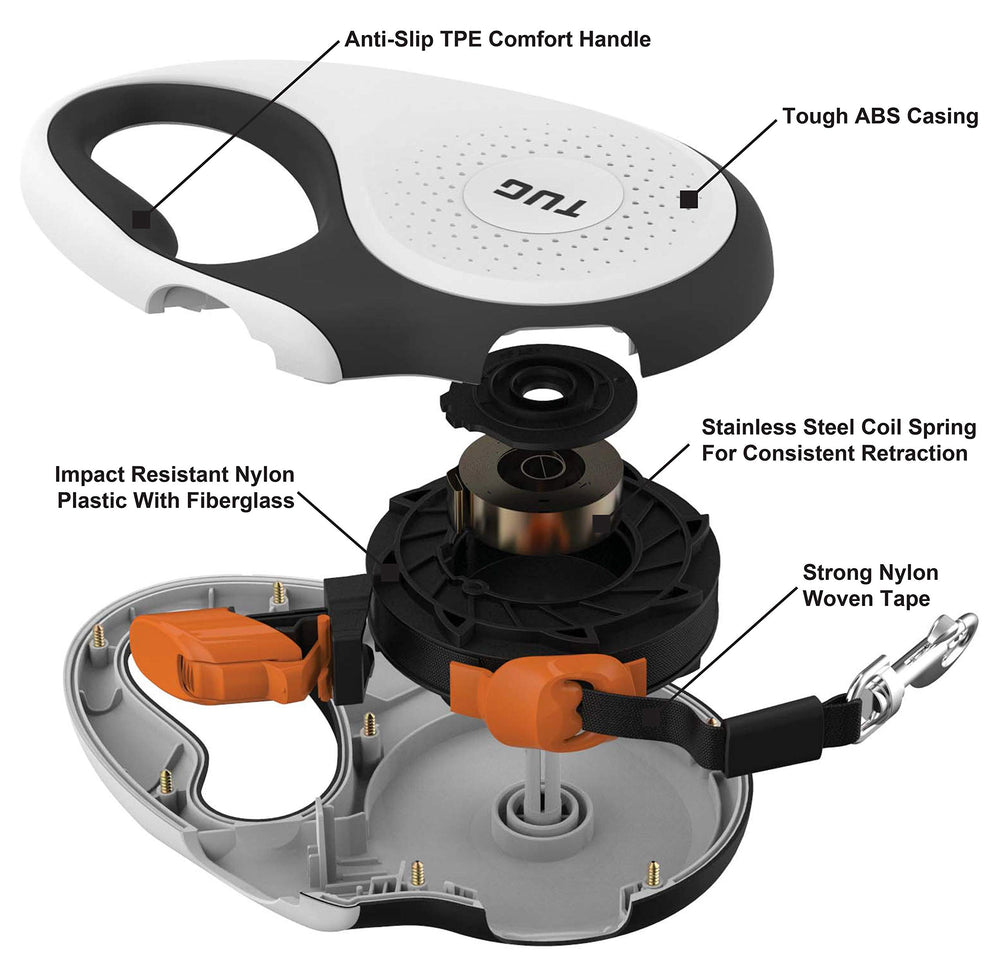 TUG one-handed brake-pause-lock feature enables quick control during training.