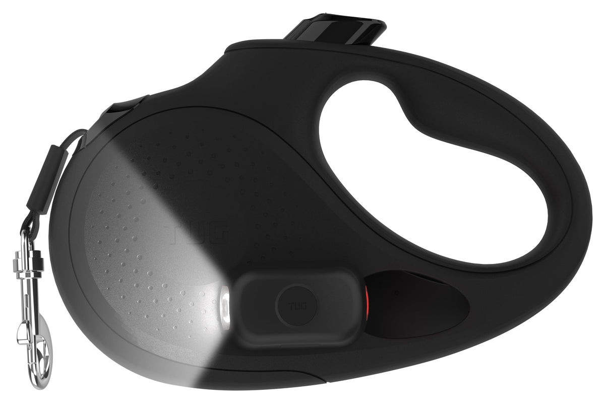 TUG Oval 360-degree tangle-free retractable leash for smooth walks.