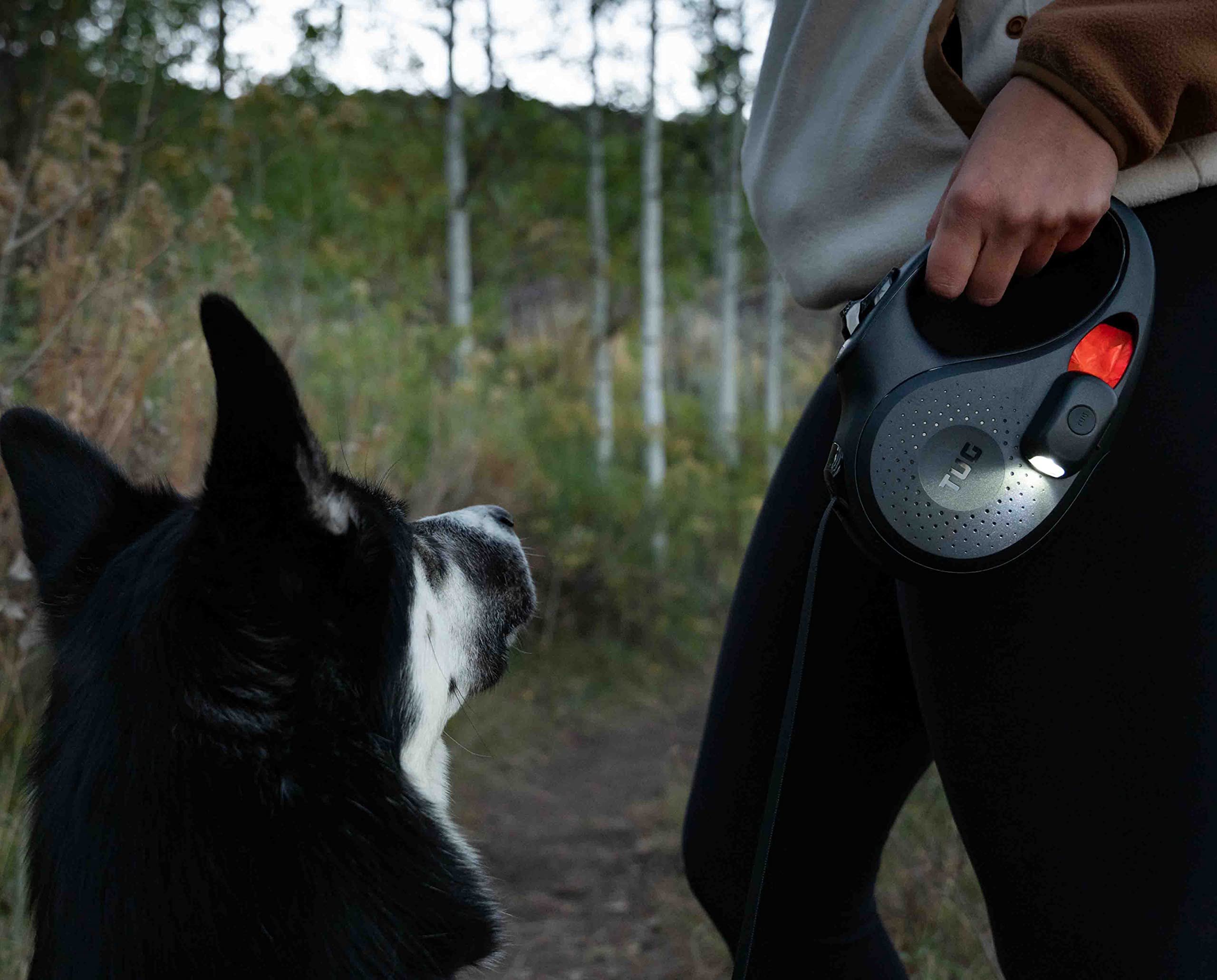 TUG Oval USB-C rechargeable flashlight included for bright visibility.