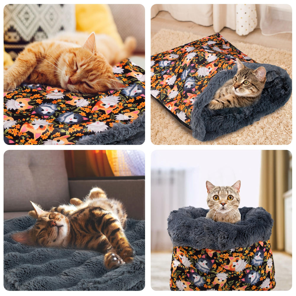 Tuiskusa cat bed cave folded-storage demonstrates compact packing after use.