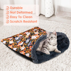 Tuiskusa cat bed cave warmth highlights heat-reflective layer for year-round comfort.