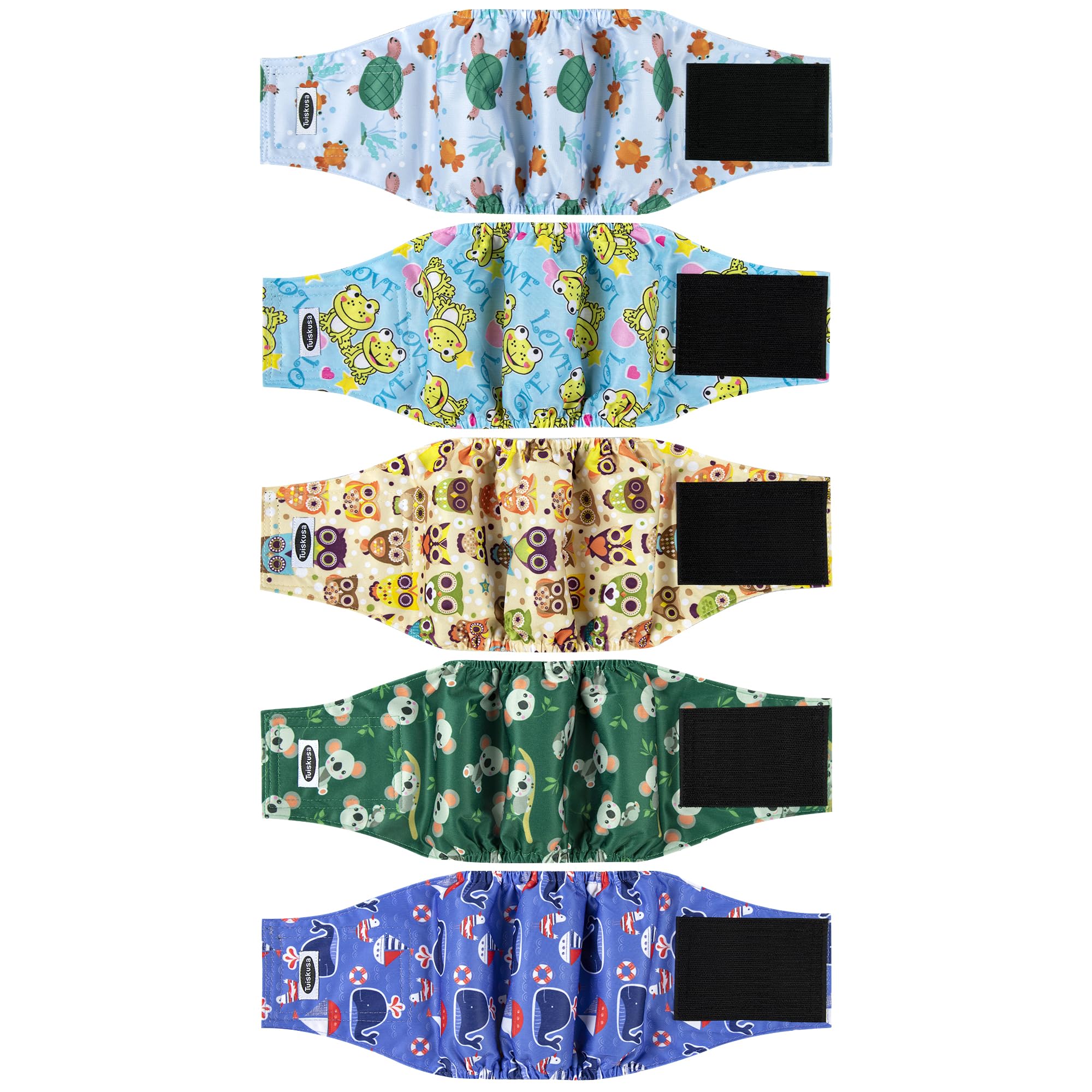 Tuiskusa male dog diapers front view showing secure fit for outdoor walks