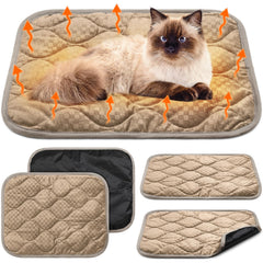 Tujoe 4-pack self-warming cat mat in a cozy corner offering warmth for pets.
