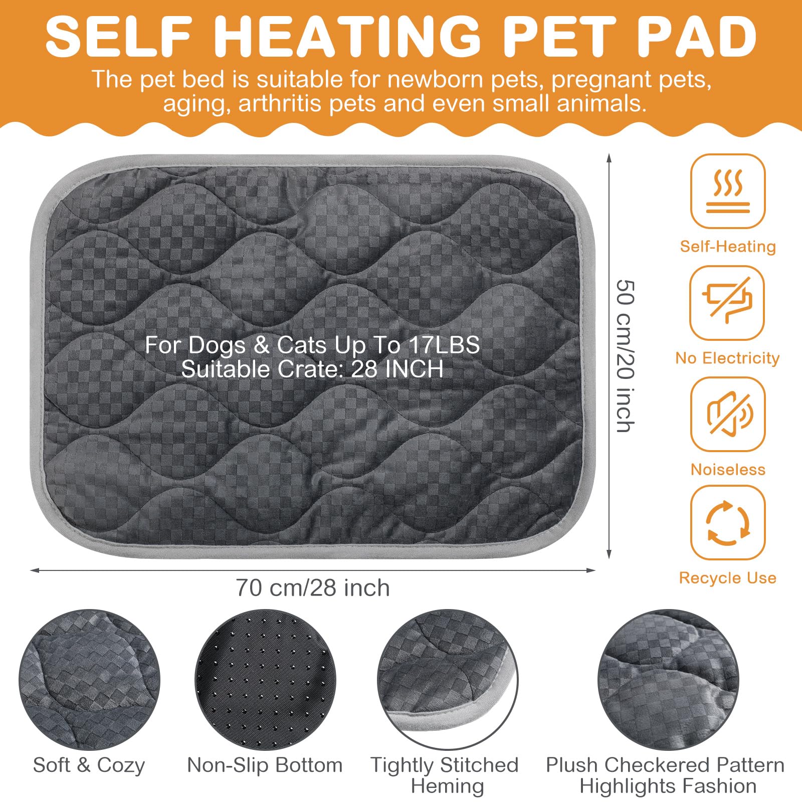 Tujoe self-warming cat mat soft plush fabric for gentle paw contact and cuddling