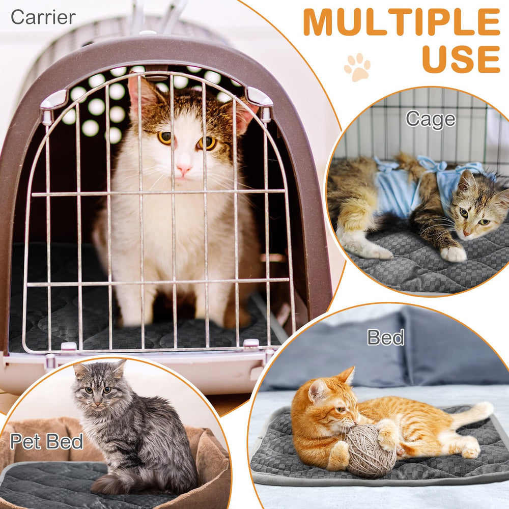 Tujoe self-warming cat mat four-pack setup suitable for crates and carpets