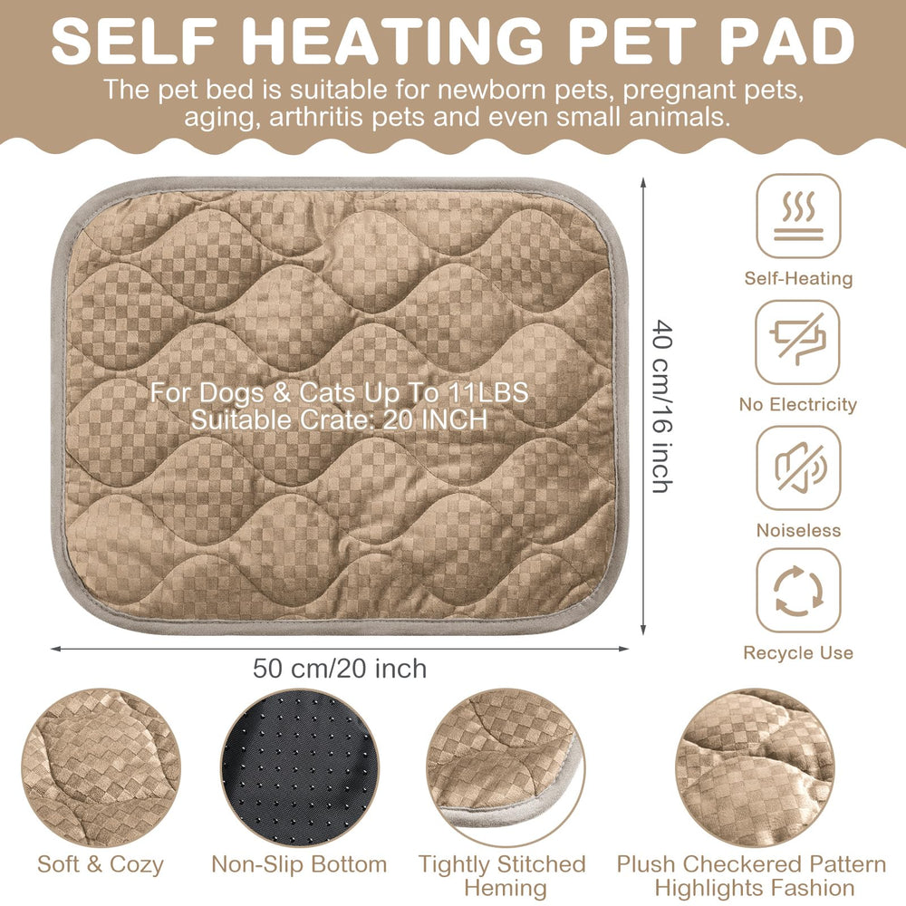 Tujoe self-warming cat pad with plush fabric for snuggling comfort.