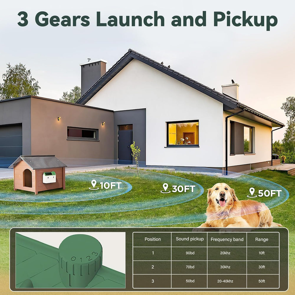 Tuncate anti-barking device coverage visualization 10 to 50 feet effective range