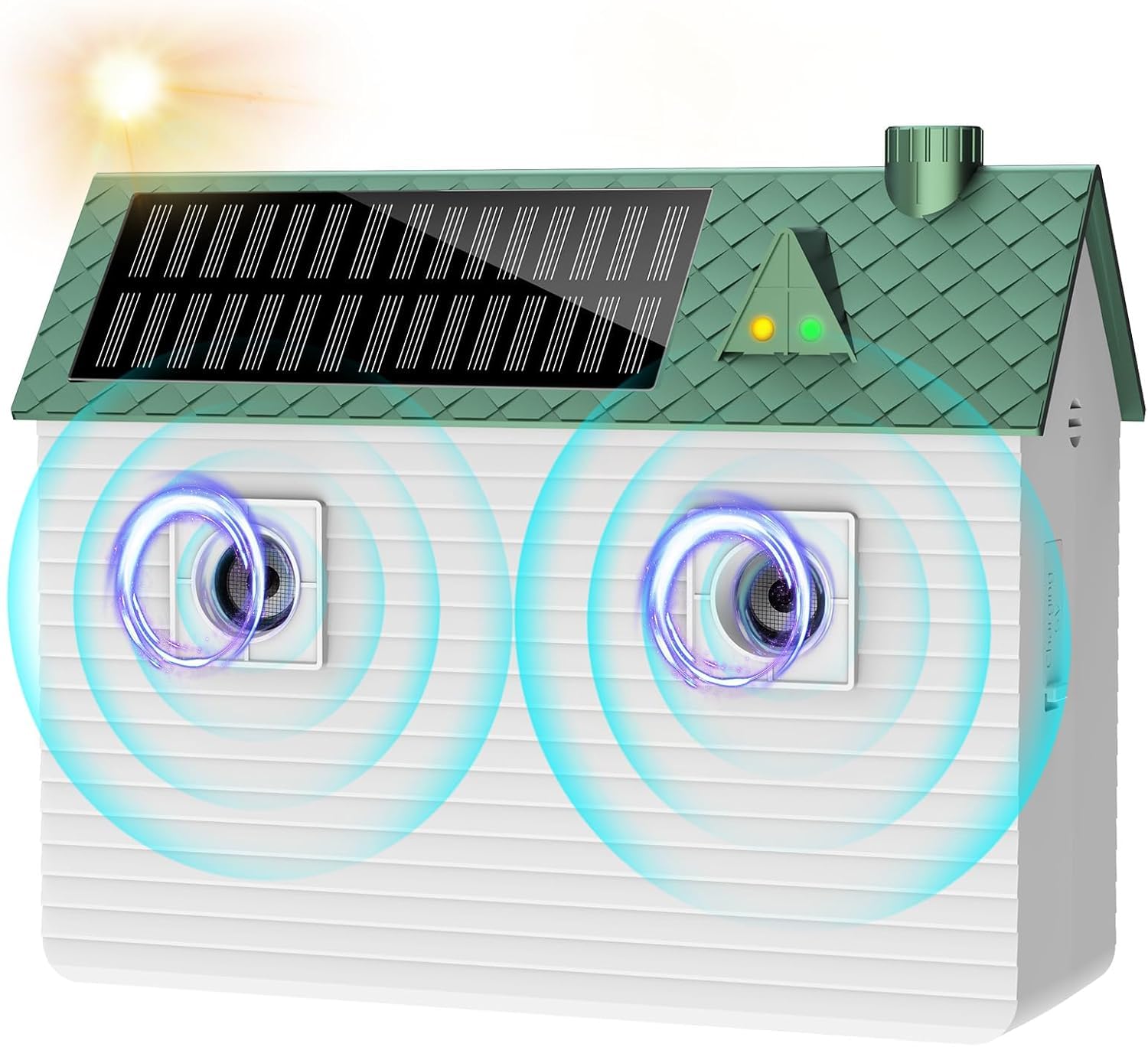 Tuncate anti-barking device outdoor solar front view highlighting weatherproof design and humane barking control