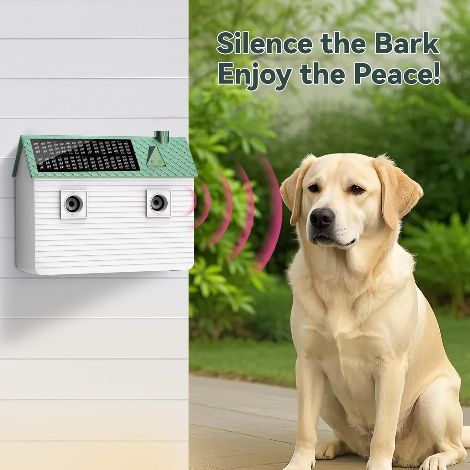 Tuncate anti-barking device solar panel side angle demonstrates outdoor charging solution