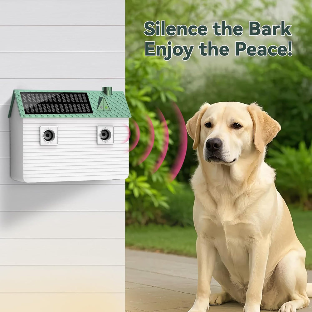 Tuncate anti-barking device solar panel side angle demonstrates outdoor charging solution