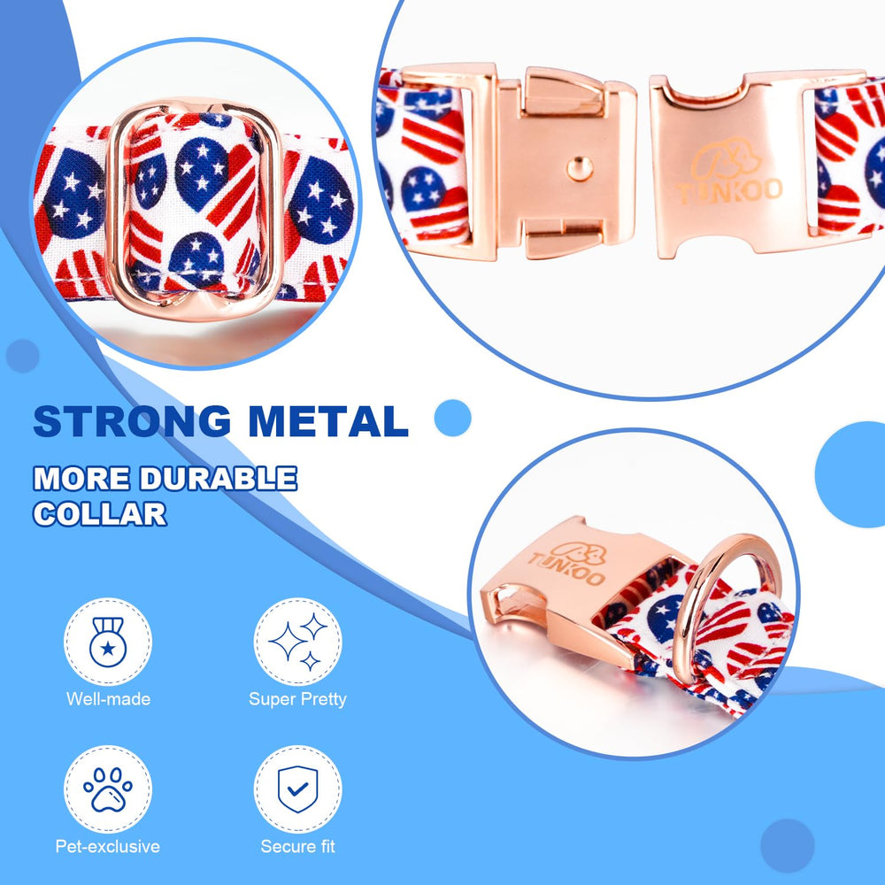Tunkoo American Flag Dog Collar on dog during walks highlights patriotic style