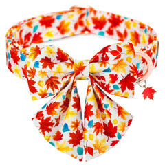 Tunkoo autumn bow tie collar close-up shows durable buckle for secure walks.
