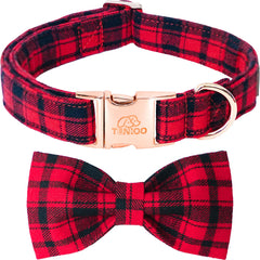 Tunkoo Christmas dog collar bow tie closeup for festive photos
