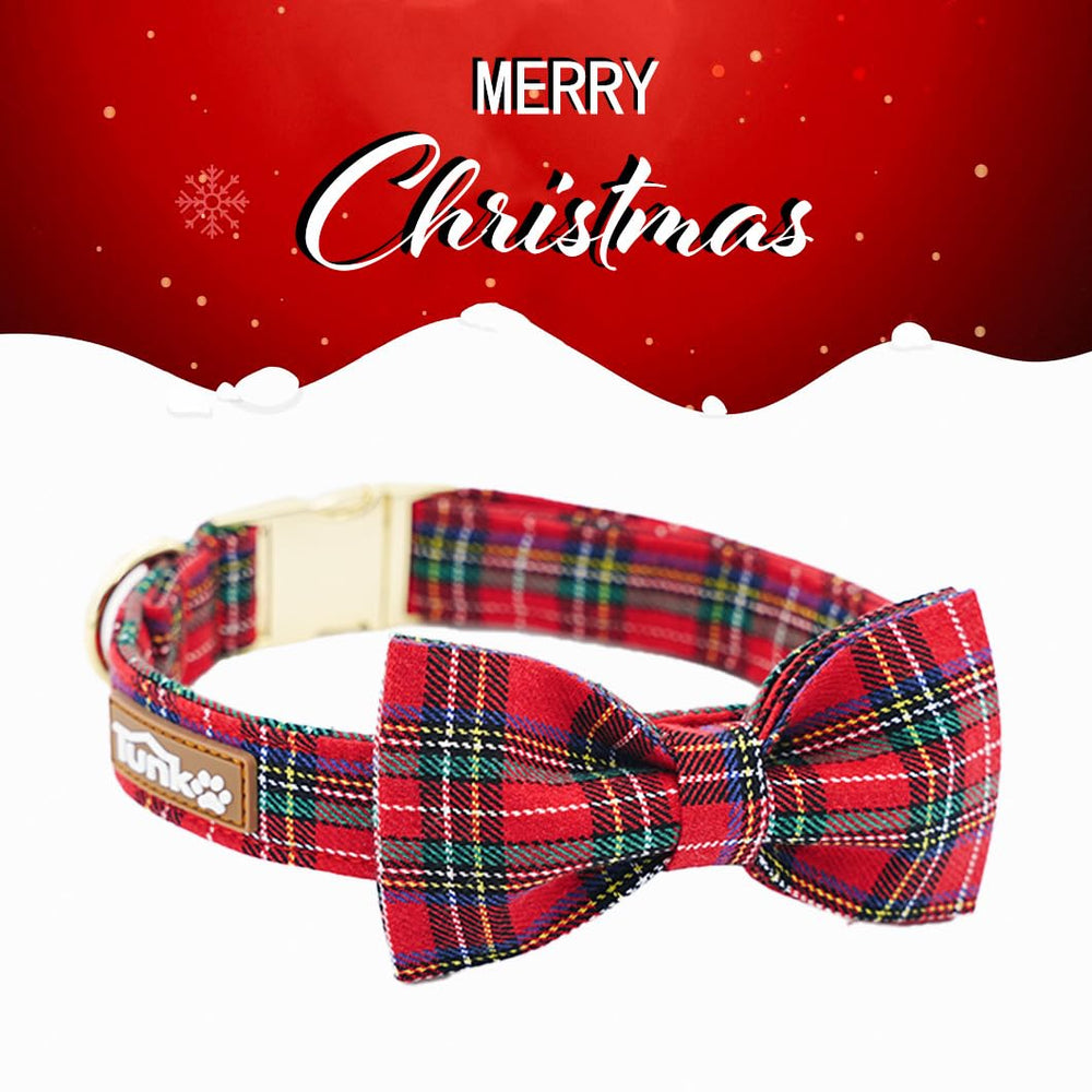 Tunkoo Christmas collar buckle closeup highlights durable metal buckle for secure walks.