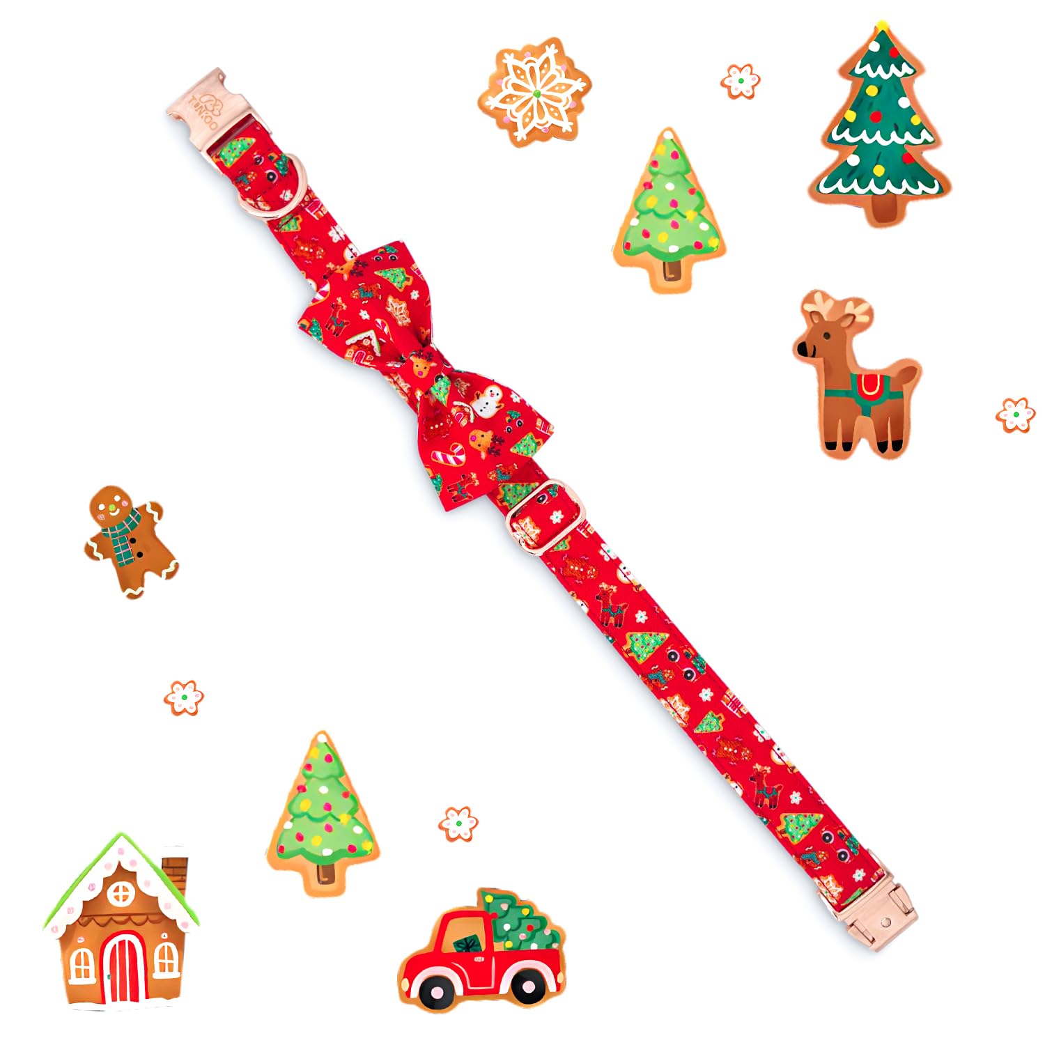 Tunkoo Christmas collar bowtie washcare detachable for easy cleaning