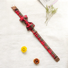 Tunkoo dog collar Christmas plaid on dog red captures festive look during walks
