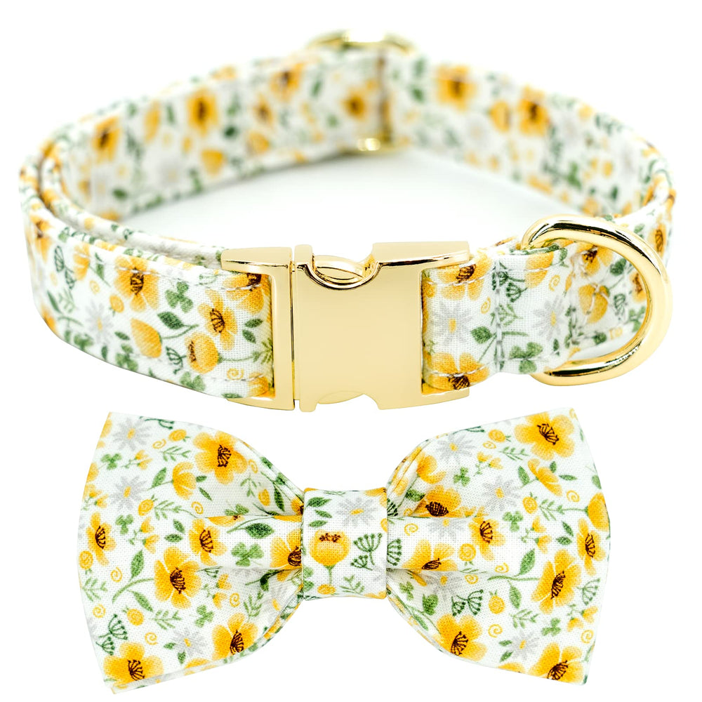 Tunkoo floral dog collar with bow tie for stylish daily walks