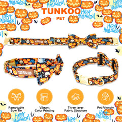 Tunkoo pumpkin-collar side view highlights fade-resistant print for lasting style.