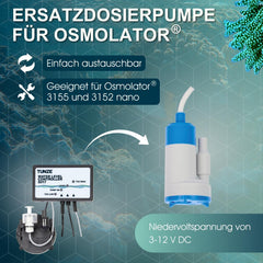 Tunze replacement metering pump side view highlighting compact footprint for easy installation