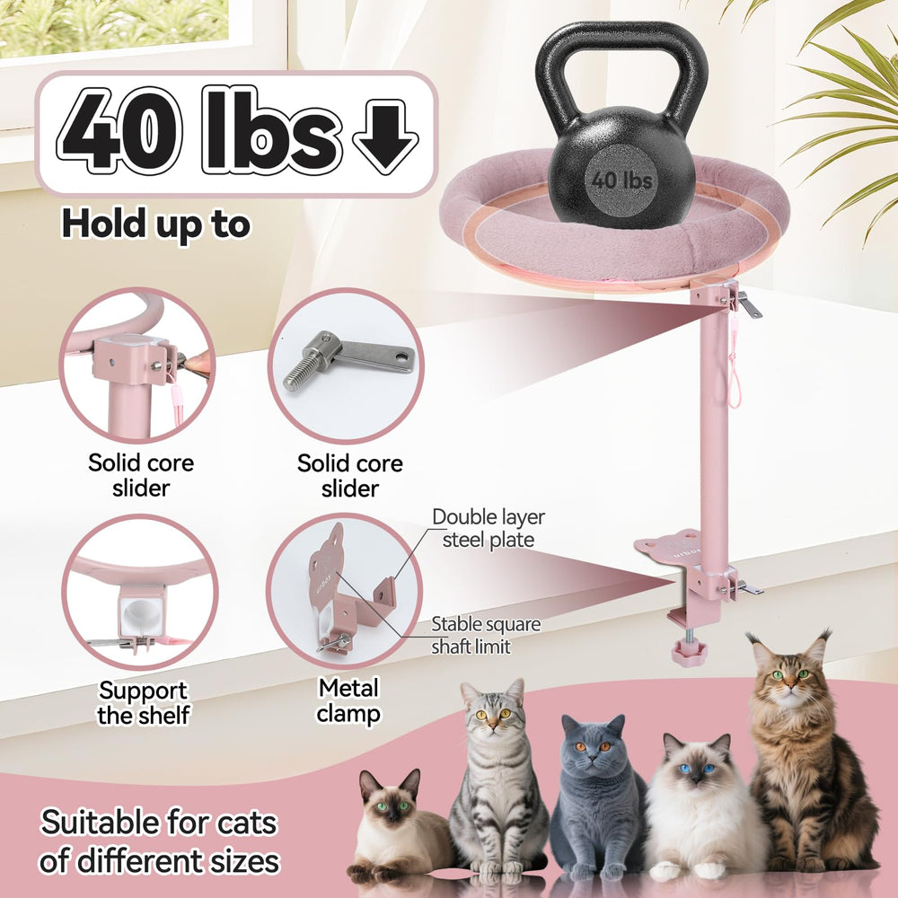 Turbosus cat desk bed pink cushion area provides a cozy resting spot for cats.