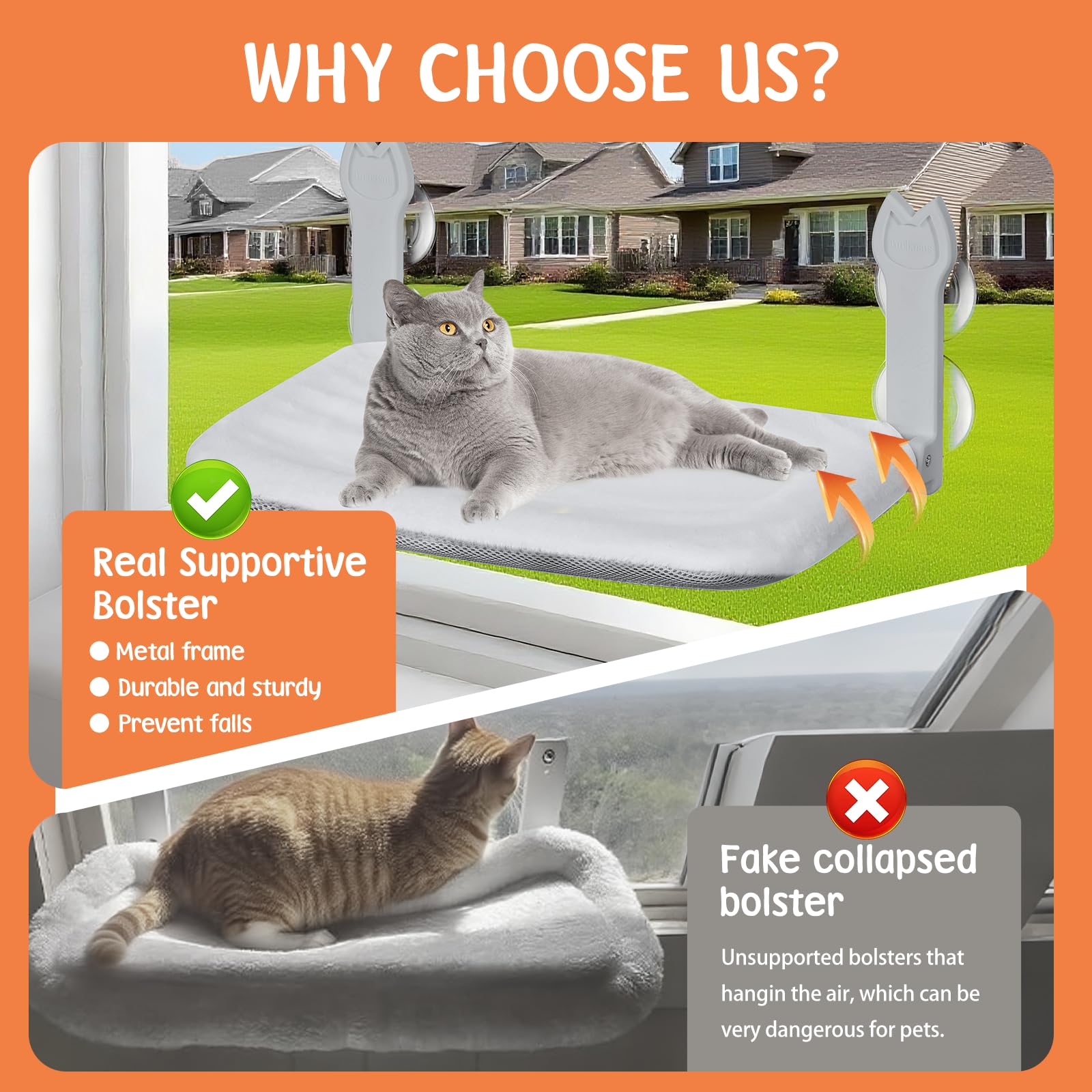 Turbosus cat window perch dark gray cover fits modern interiors.