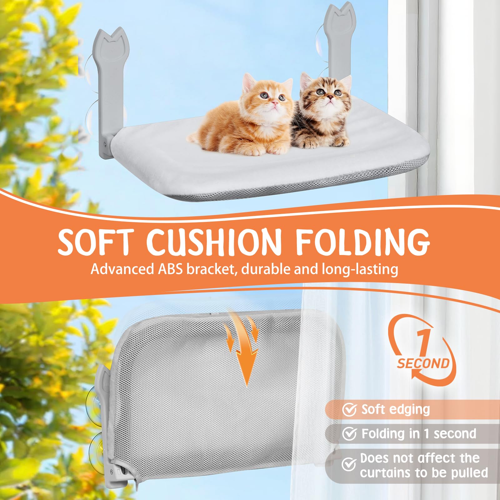 Turbosus cat window perch reversible cushion highlights year-round comfort options.
