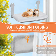 Turbosus cat window perch reversible cushion highlights year-round comfort options.