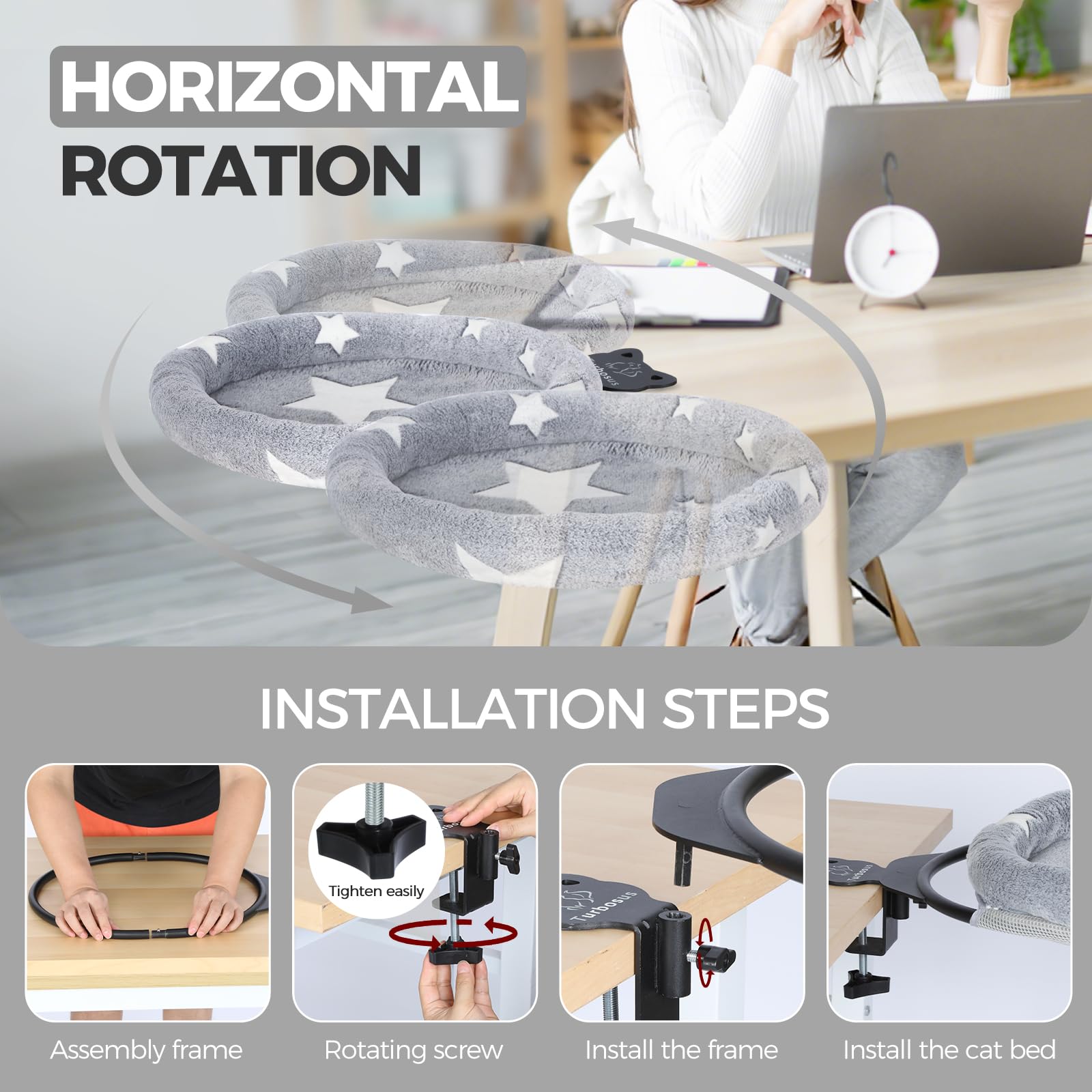 Turbosus easy installation with no drilling required for hassle-free setup.