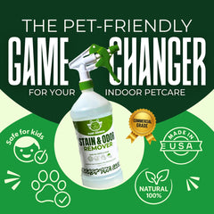 Turf Animal INDOOR spray-application shows quick odor and stain fighting on upholstery.