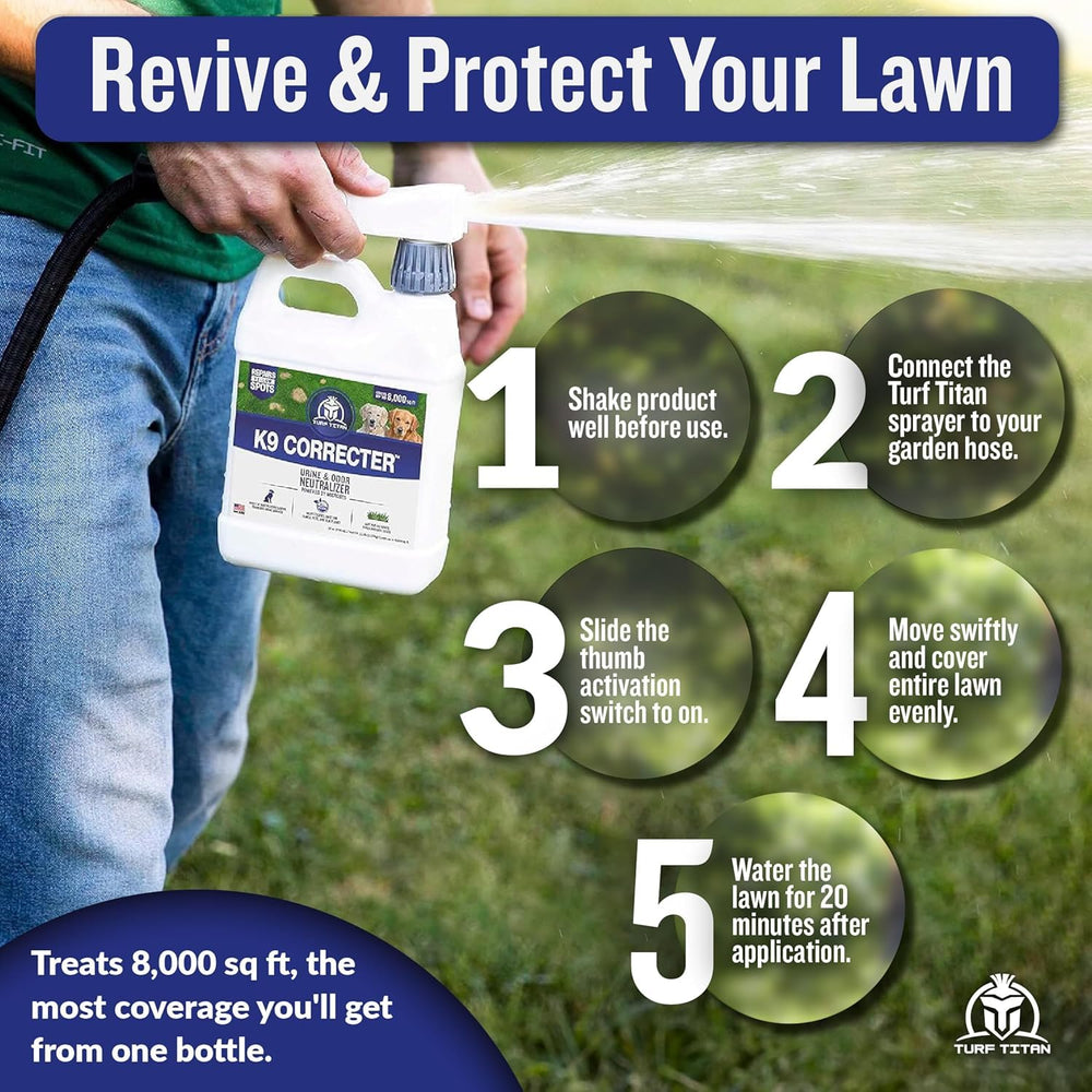 Turf Titan K9 Correcter eco-friendly label emphasizes pesticide-free lawn care