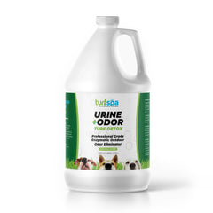 TurfSpa Turf Detox gallon refill demonstrates odor elimination for turf and patios.