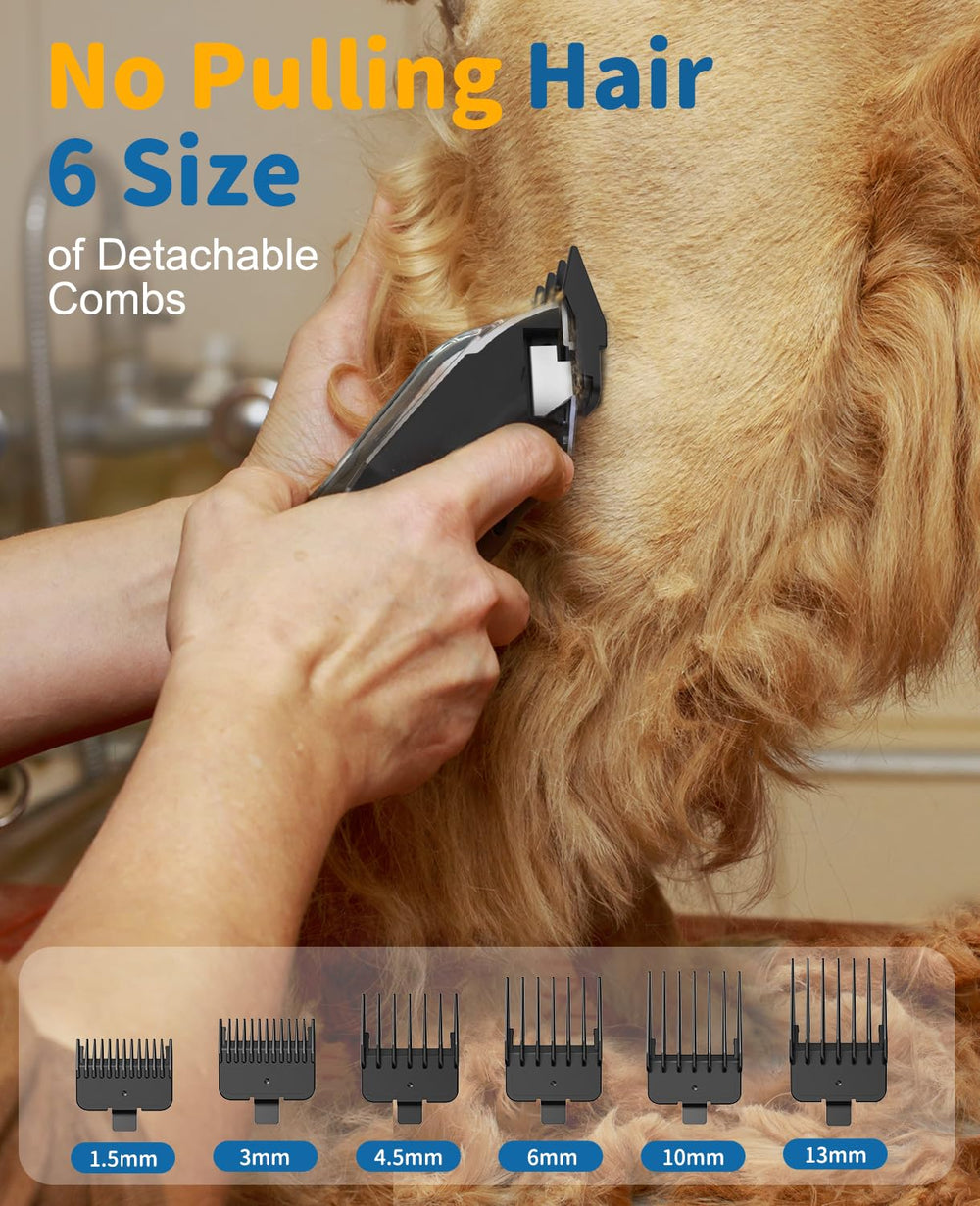 Turn Raise cordless clippers include six guard combs for even length results.