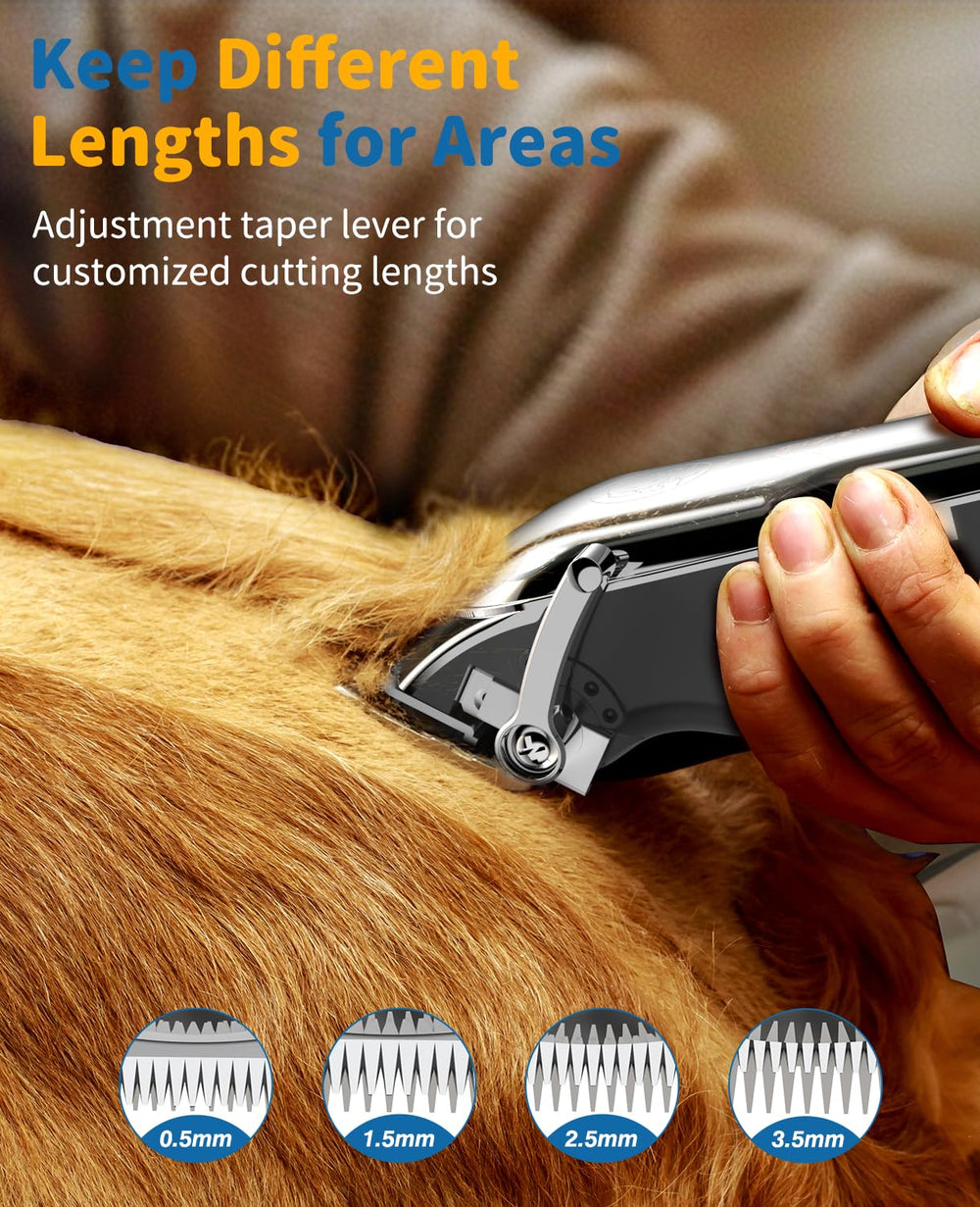 Turn Raise clippers feature blade taper lever for in-between length adjustments.