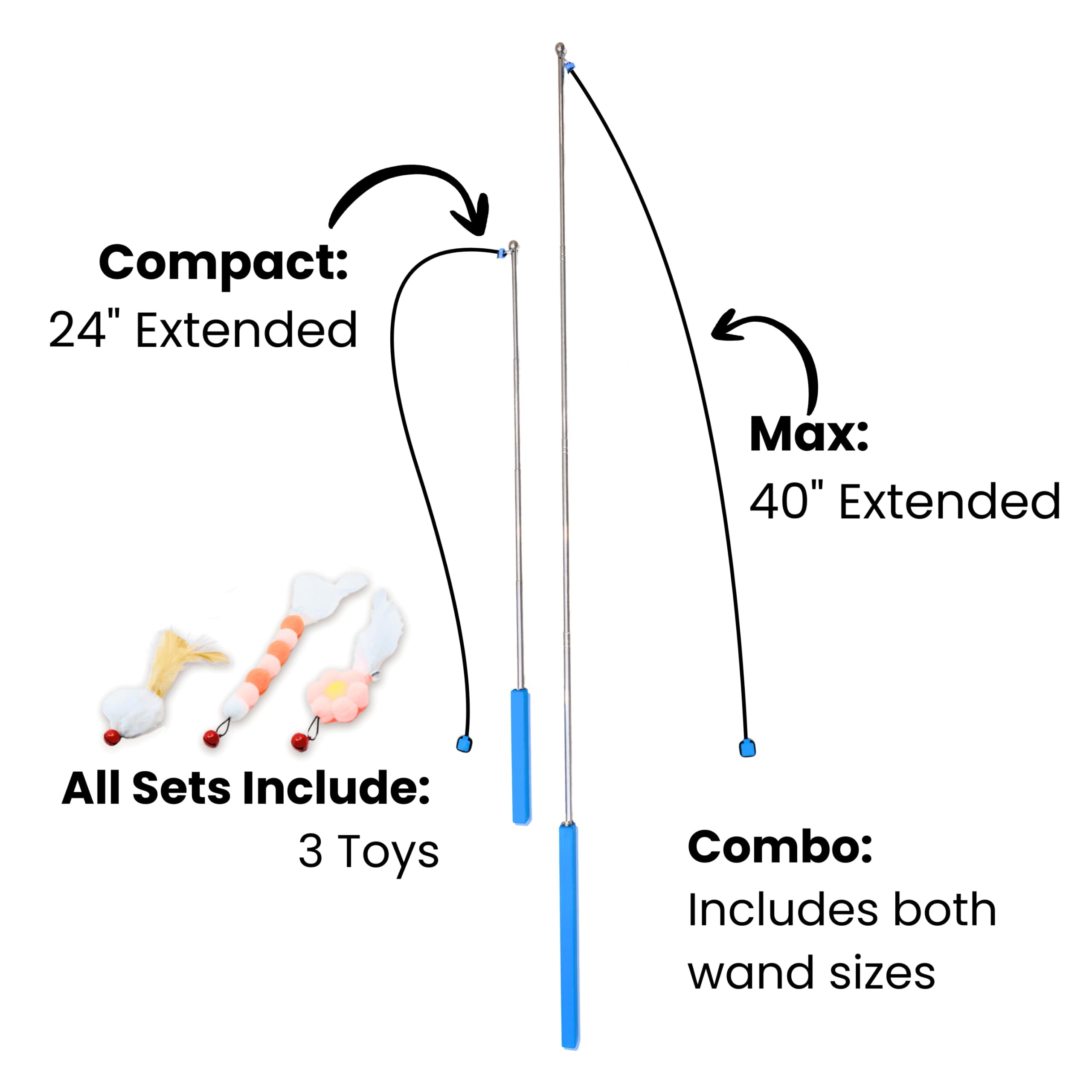 Turnipet Magnetic Catch Wand extended to 40 inches with bell lure for varied play.