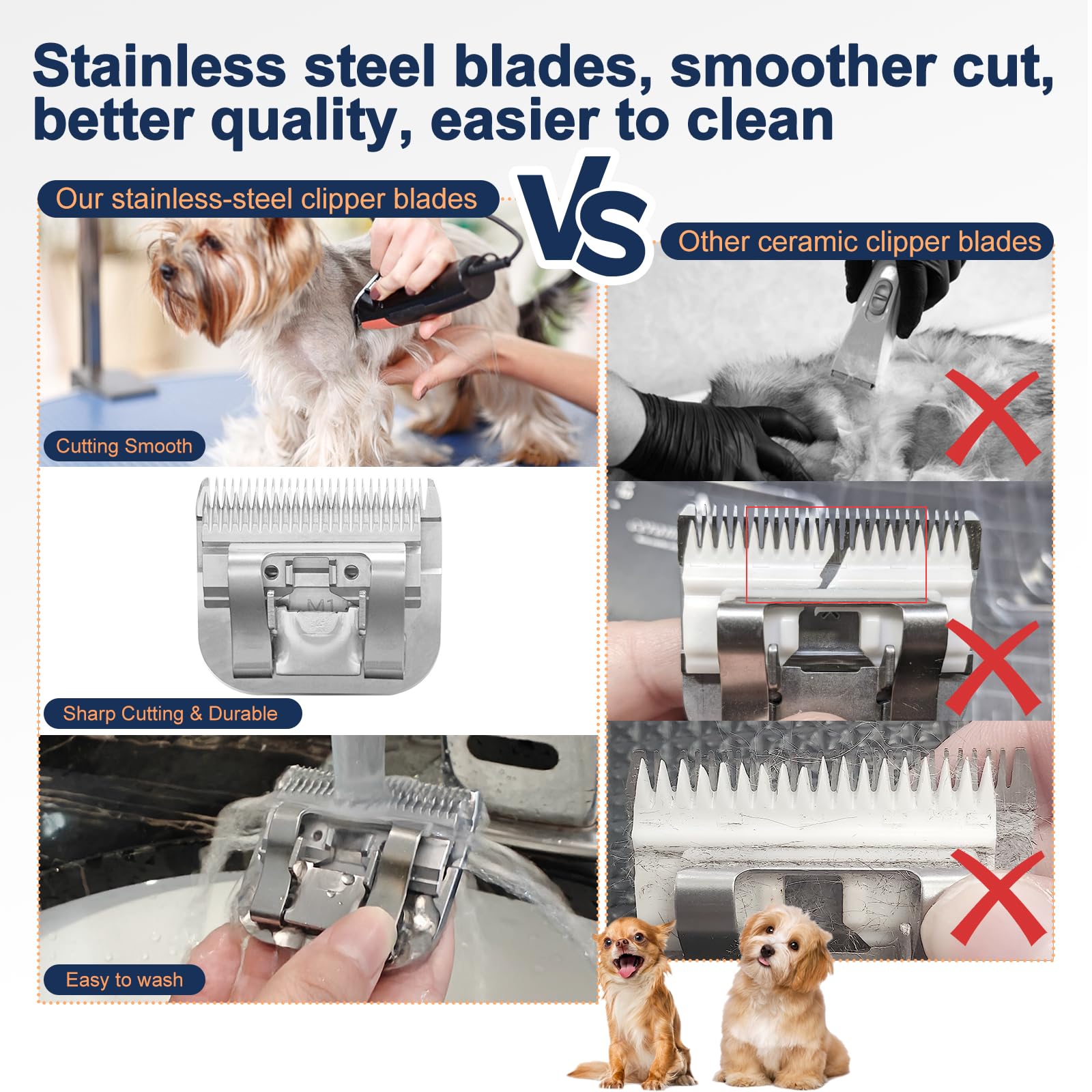 Tutuosto clipper blade 440C stainless steel durability for long-lasting sharpness.