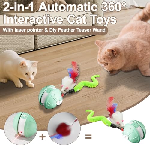 TVM Interactive Cat Toy Ball side view with laser mode encourages chasing and mental stimulation.