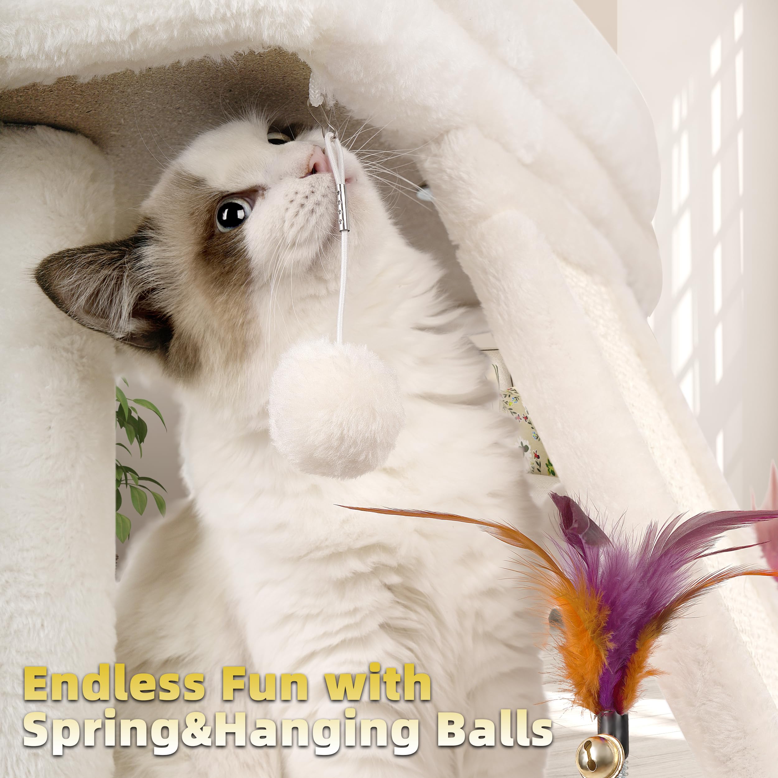 TWDEPART cat tree compact beige fits small spaces without clutter.