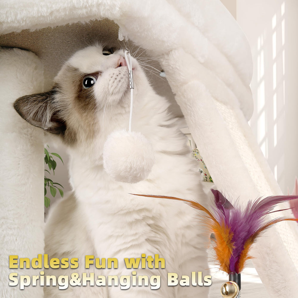 TWDEPART cat tree compact beige fits small spaces without clutter.