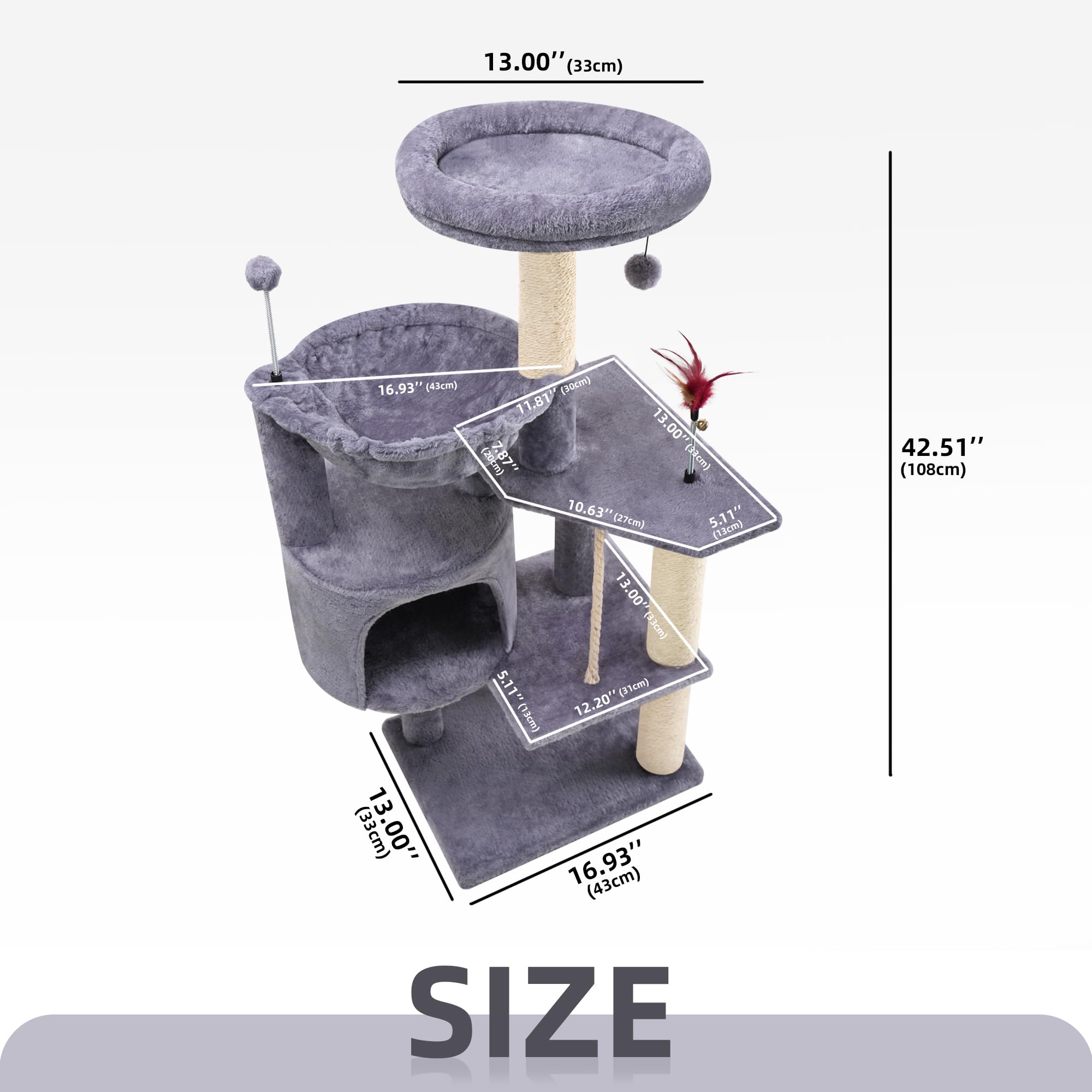 TWDEPART cat tree cozy condo grey offers a private hideaway for quiet cat naps
