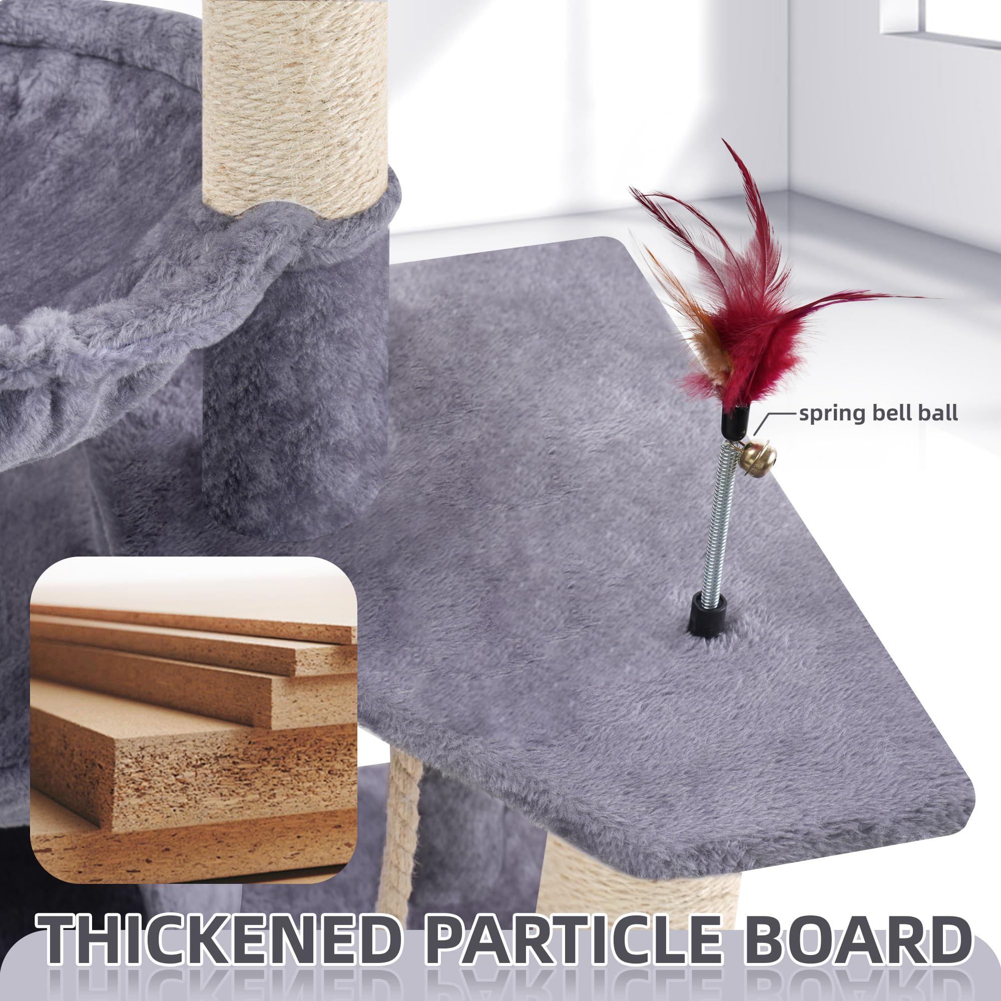 TWDEPART cat tree perches grey give multiple elevated viewpoints for curious cats
