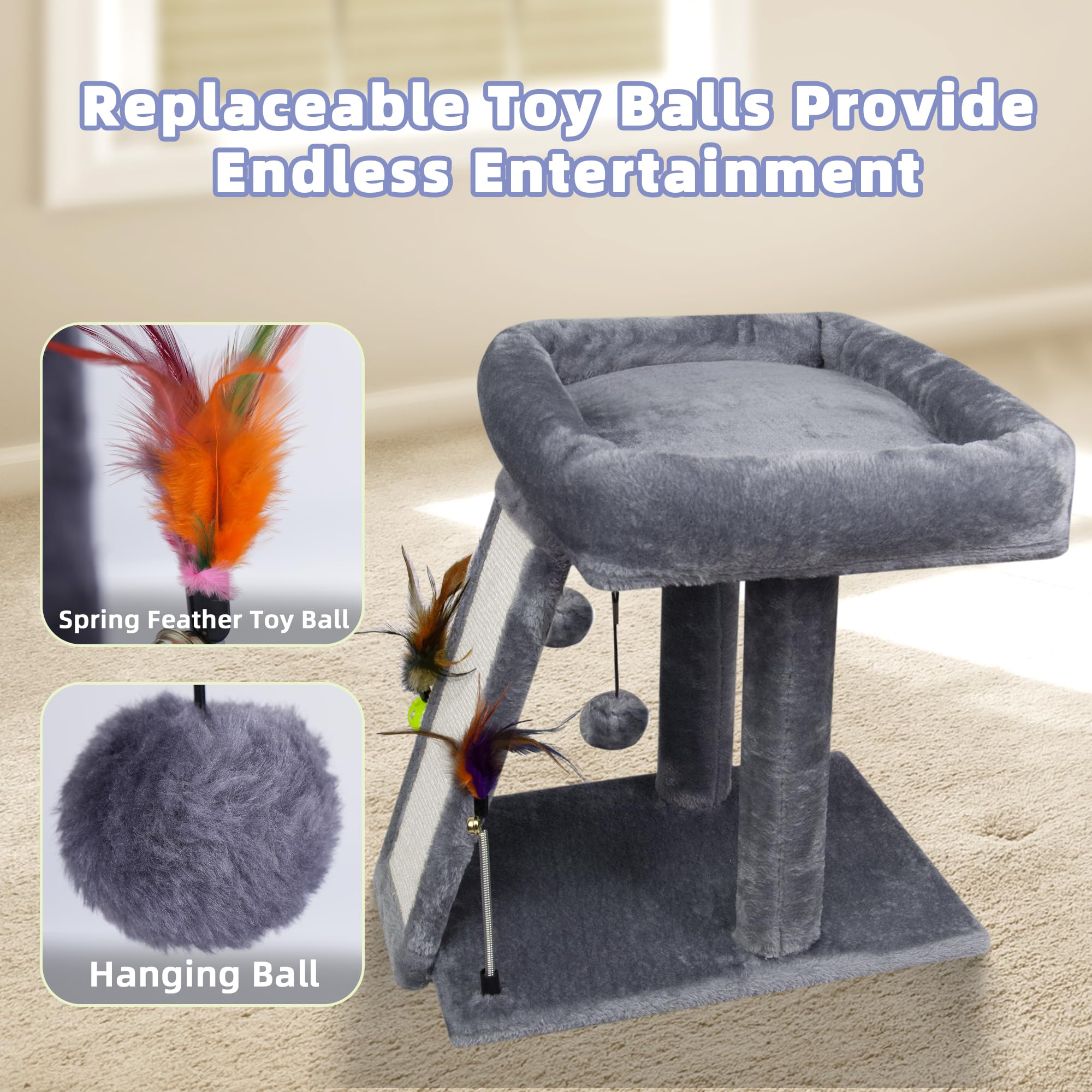 TWDEPART cat tree top platform provides cozy, relaxing retreat for cats.