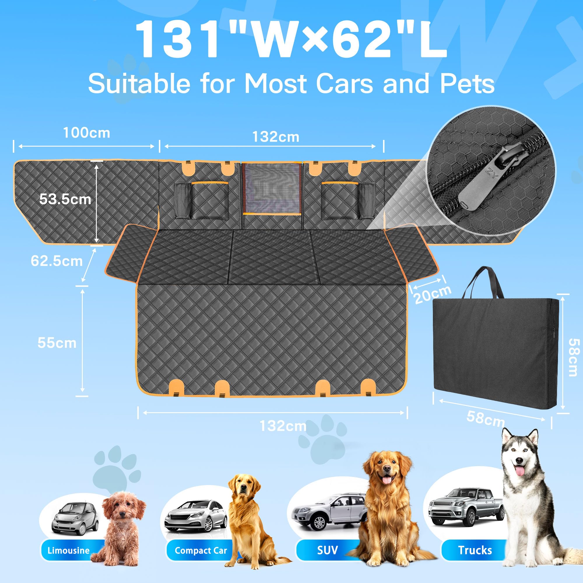 Twesync dog seat cover mesh center promotes airflow and visibility