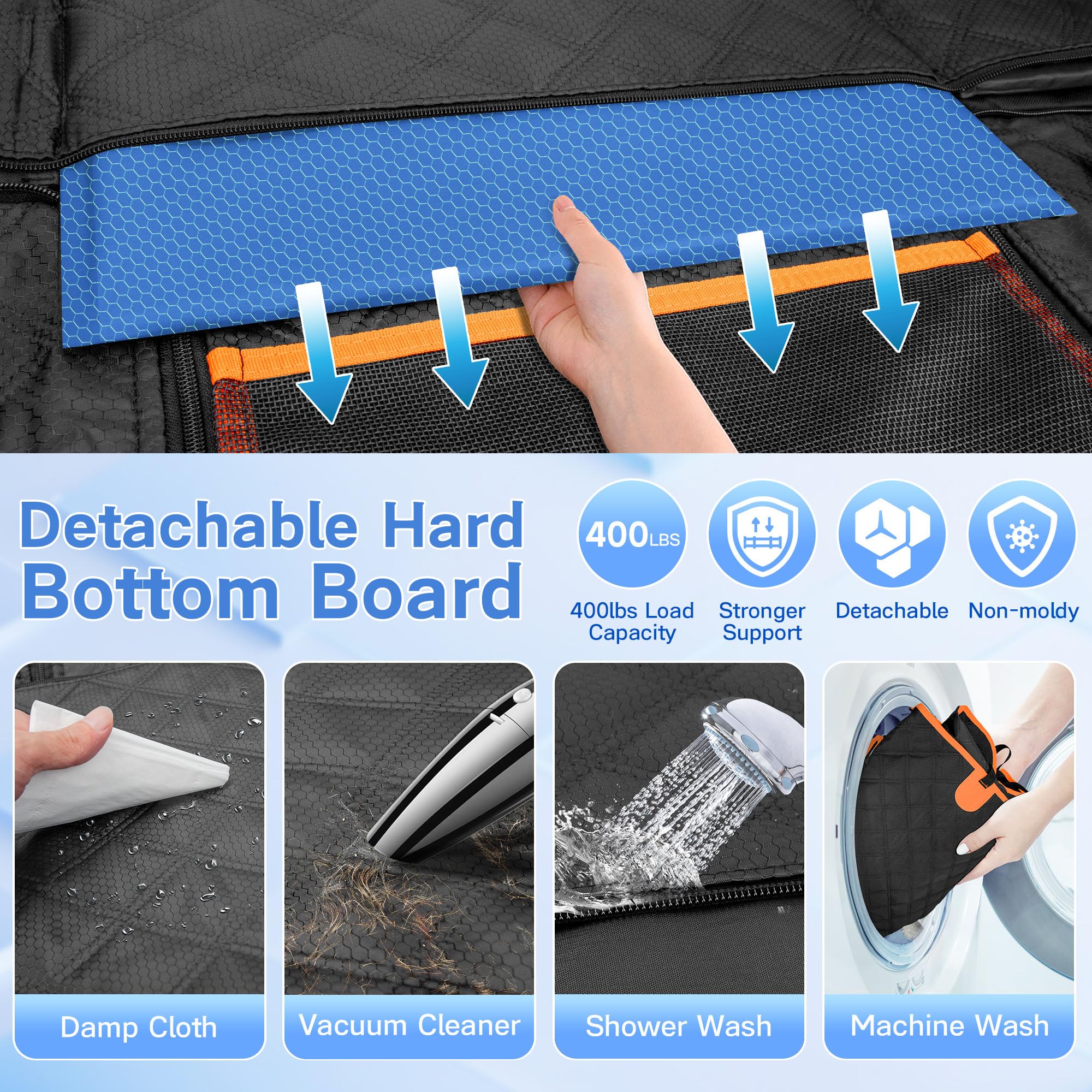Twesync dog seat cover washable with removable base plate for deep cleaning