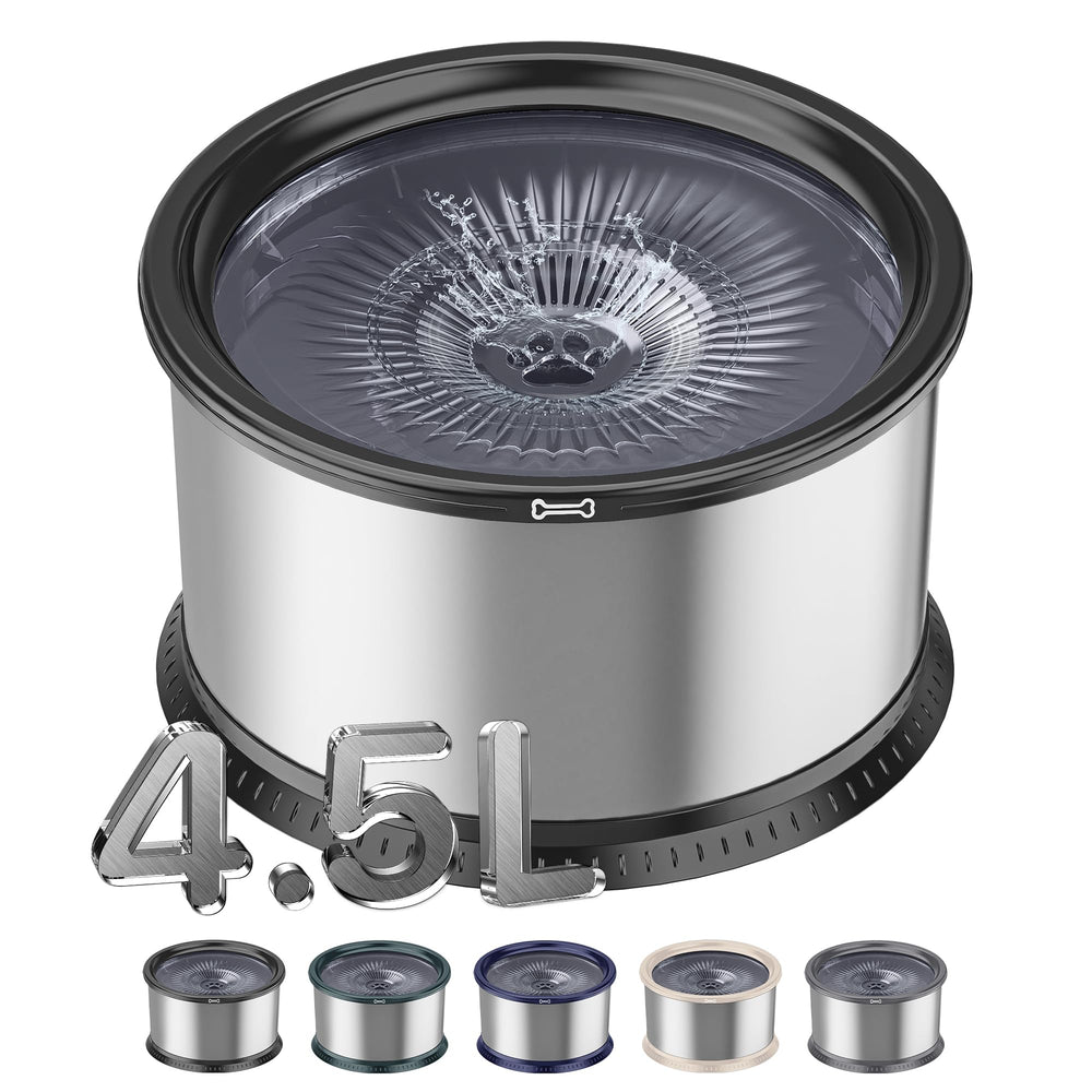 Twinsing 4.5L dog water bowl filled for easy refills and multi-pet hydration.