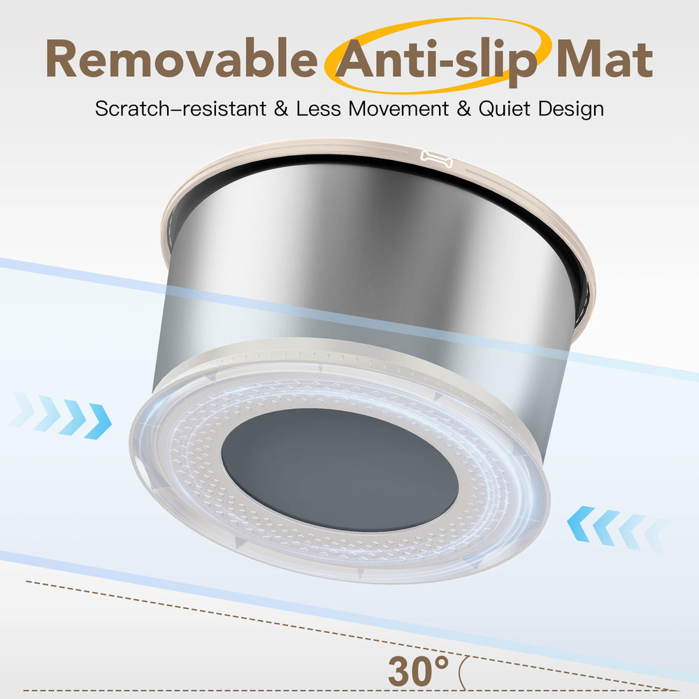 Twinsing anti-slip mat keeps the bowl steady and floors clean