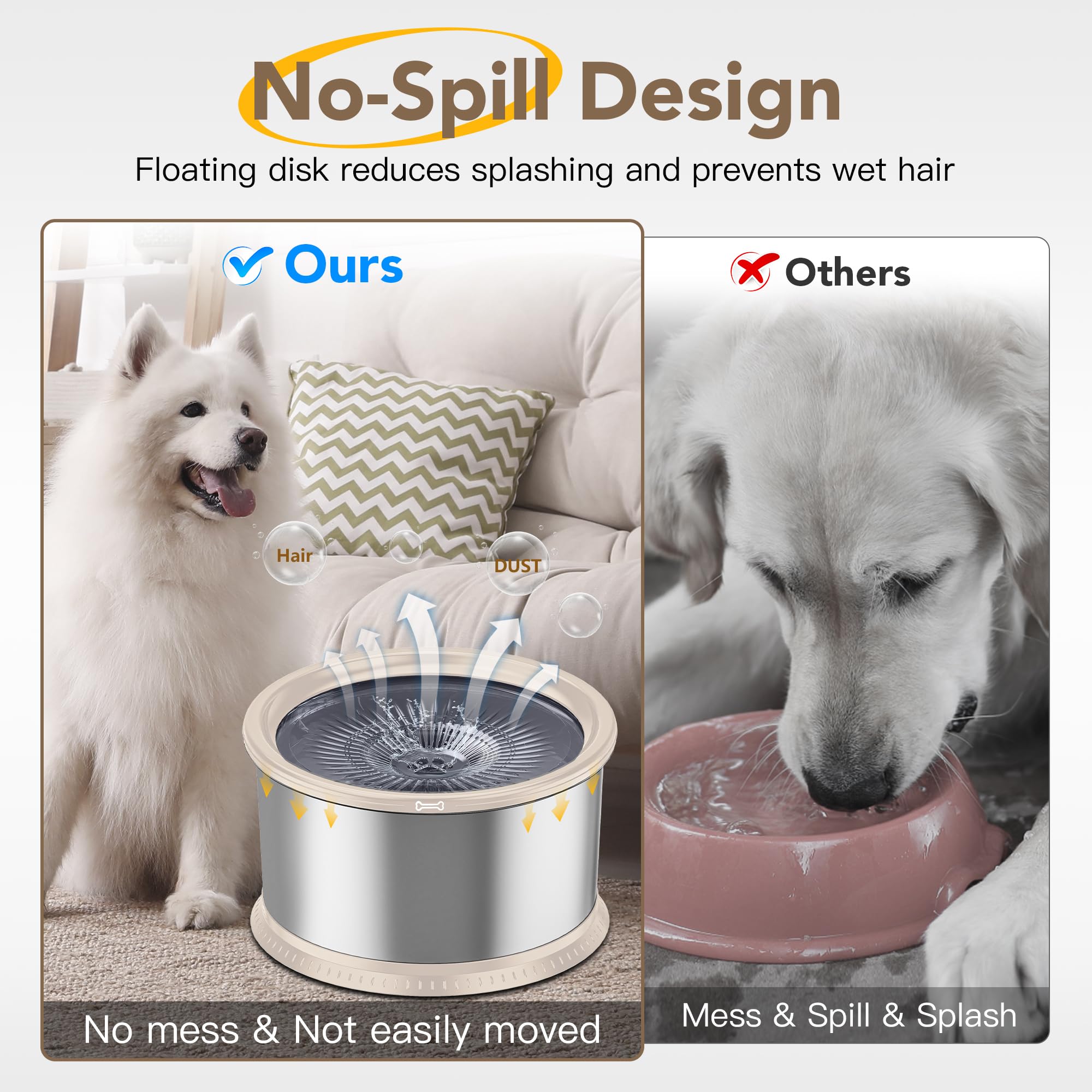 Twinsing stainless steel dog water bowl offers durable, odor-resistant construction