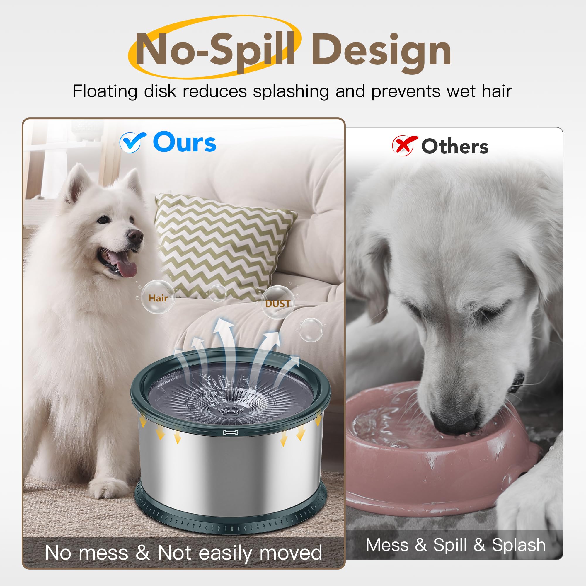 Twinsing stainless-steel dog water bowl delivers durability and easy cleaning for messy drinkers.
