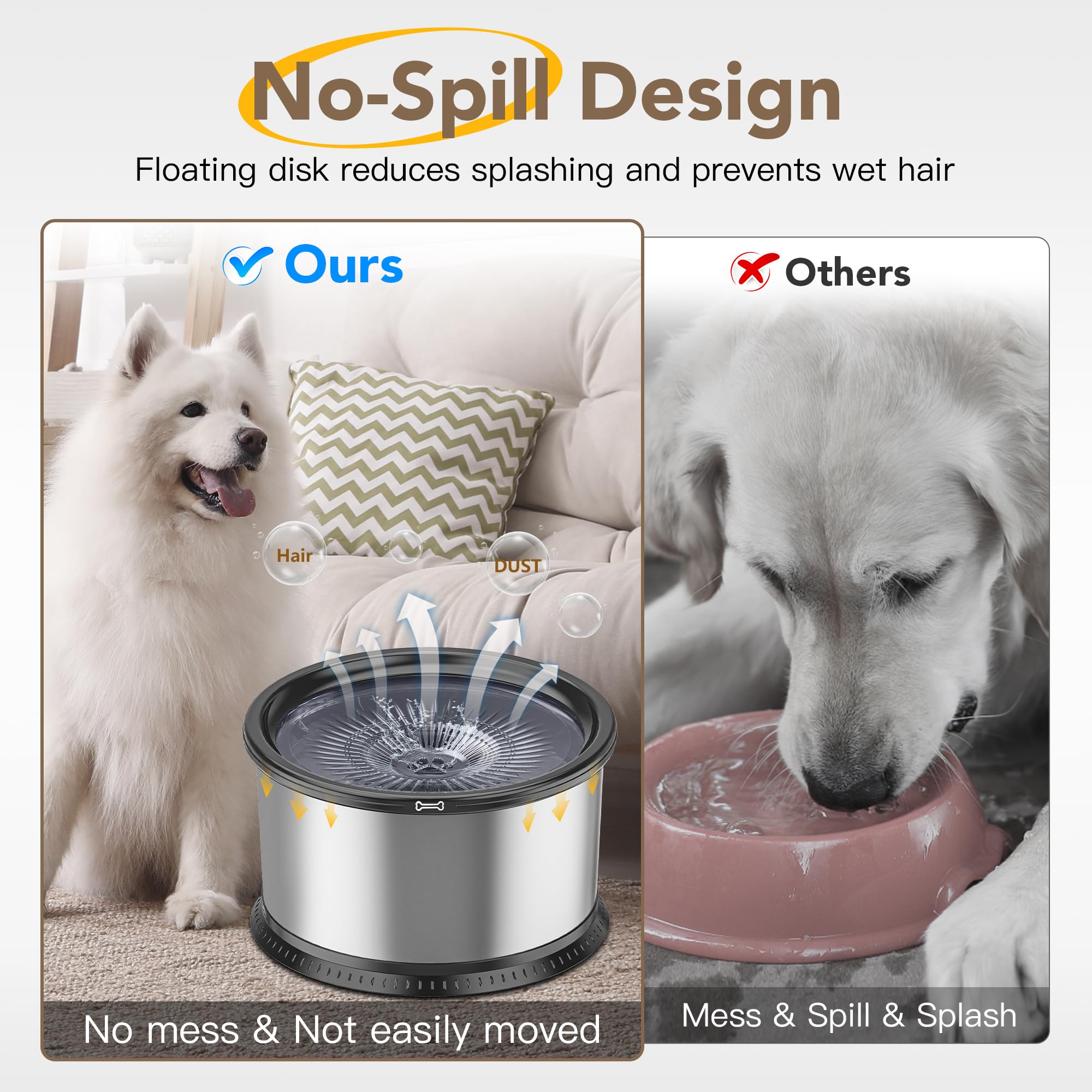 Twinsing stainless steel dog bowl designed for durability and simple cleaning.